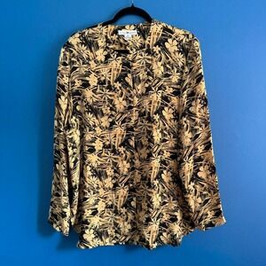 Vintage 90s Saks Fifth Avenue Silk‎ Blouse Women's Size Medium Floral Button